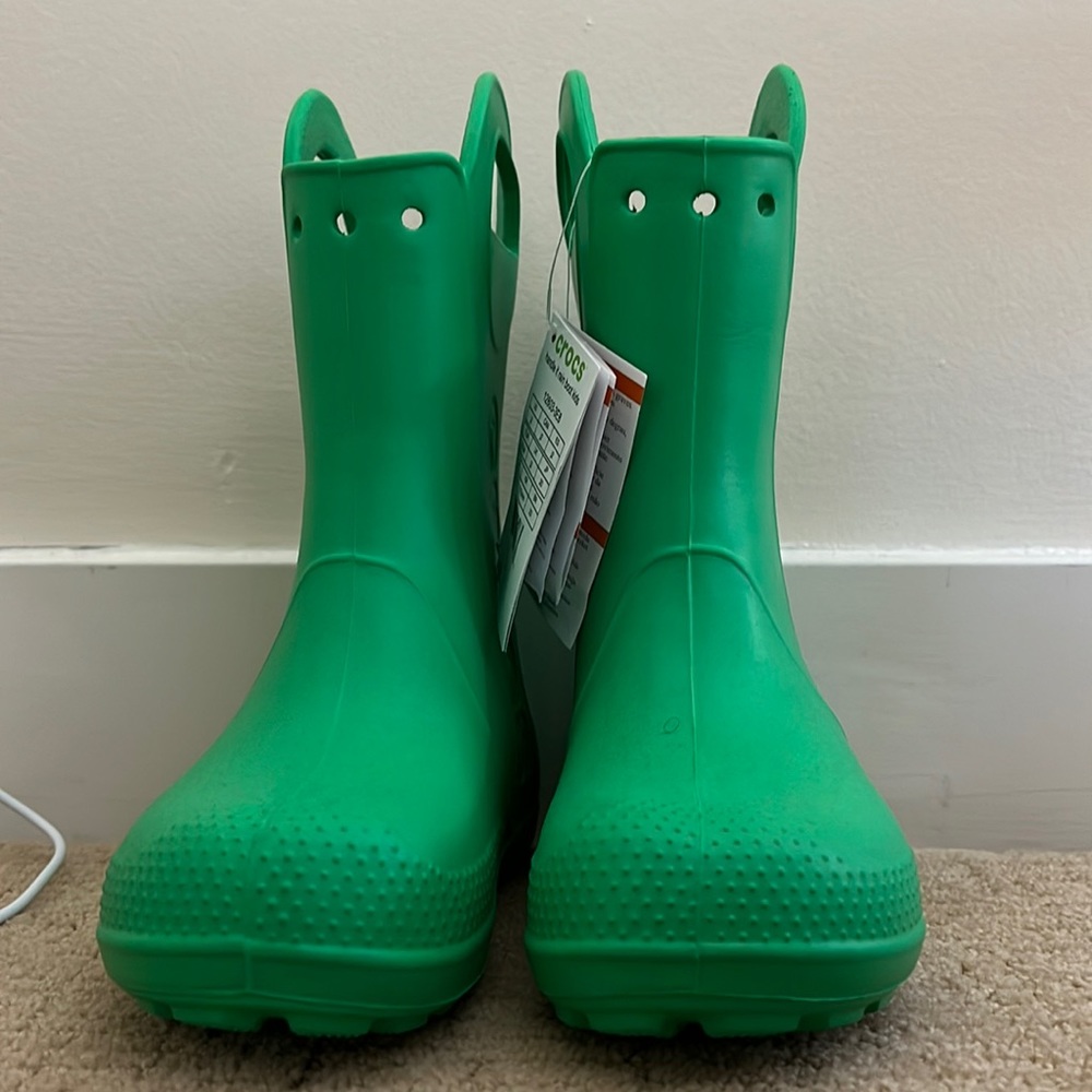 Brand New boy or girl Green Crocs Rainboots.